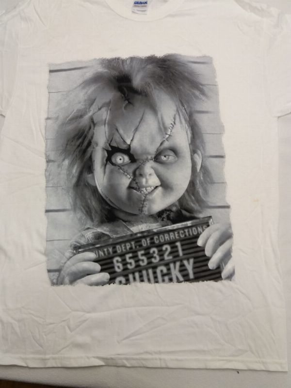 T-Shirt kurzarm Chucky Chucky Mugshot, weiss, Grösse L