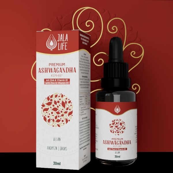 Ashwagandha mit Zink und Vitamin B1 (Indischer Ginseng) Du leidest an Schlafstörungen oder bist ständig gestresst? Die Spuren von Unruhe und schlechtem Schlaf sind mittlerweile sogar äußerlich zu erkennen?
<br>Du willst mal wieder richtig durchschlafen und mit entspannter Leichtigkeit durch den Alltag gehen? Dich endlich wieder vital, frisch und attraktiv fühlen?
<br>Dann kann unser hochwirksames und rein pflanzliches Jala-Life Premium Ashwagandha mit Zink und Vitamin B1 die Lösung für dich sein.
<br>Es ist nach dem Vorbild einer Jahrtausende alten ayurvedischen Rezeptur hergestellt und hat bereits hunderte Menschen zu mehr Lebensqualität verholfen.
<br>Patentiert. Innovativ. Revolutionär. Bemerkenswerte Wirksamkeit für dein Wohlbefinden.
<br>•Optimale Aufnahme und Entfaltung der Wirkstoffe im Körper: durch das patentierte Verfahren werden die empfindlichen Wirkstoffe des Ashwagandha vor der Magensäure geschützt und somit besser im Körper aufgenommen.
<br>•Dank der besonderen Herstellung erzielt unser Ashwagandha mit weniger Wirkstoffen bessere Ergebnisse als vergleichbare Produkte. Das schont deinen Magen, Darm und die Leber.
<br>Einzigartige Inhaltsstoffe. Unser Premium- Ashwagandha kann
<br>•Deine Schlafqualität verbessern. Damit du morgens fit in den Tag startest und wieder frisch und attraktiv auftrittst.
<br>•Deine Gedächtnisfunktion und Konzentrationsfähigkeit steigern. Dadurch erledigst du deine Arbeit schneller und besser. Du hast mehr Zeit für die Dinge, die dir wichtig sind.
<br>•Zu mehr Gelassenheit und Entspannung führen. Somit steht dir wieder mehr Energie für die wichtigen Dinge deines Lebens zur Verfügung. Ängste (z.B. Prüfungsangst) gehören der Vergangenheit an.
<br>Unglaublich einfach angewendet.
<br>•Einfach 20 Tropfen Premium Ashwagandha mit der Pipette ins Wasser träufeln. Umrühren. Trinken. Wohlfühlen.
<br>100% natürlich. 100% pflanzlich. Erschreckend effektiv. Ohne Zusätze und Zusatzstoffe.
<br>•Ohne Alkohol
<br>•Ohne Zucker
<br>•Ohne Glycerin
<br>•Ohne künstliche Aromen
<br>•Glutenfrei
<br>•Vegan
<br>
<br>
<br>Außergewöhnliche Qualität. Für dein Wohlbefinden nur das Beste. Ashwagandha KSM 66.
<br>•Unser Ashwagandha ist das reinste, was du auf dem Markt bekommen kannst.
<br>•Für unser Produkt werden nur junge Ashwagandha- Wurzeln geerntet. Diese weisen den höchsten Gehalt an effektiven Wirkstoffen auf. Damit unser Premium Ashwagandha bei dir seine volle Kraft entfalten kann.
<br>•Hergestellt in der Schweiz. Getestet nach höchsten Qualitätsstandards (GMP, ISO, HACCP). Damit du von unserem Premium Ashwagandha nur positiv überrascht wirst.
<br>Versprechen an dich.
<br>•30 Tage Geld zurück Garantie. Wenn unser Premium Ashwagandha dein Wohlbefinden nicht steigert.
<br>
<br>